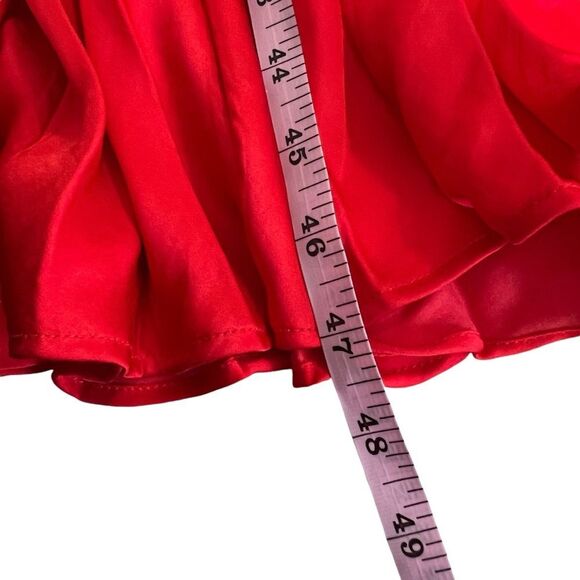 Bardot Red Satin Pleated Lattice Gown Midi Maxi Dress Size 4 Formal - Picture 10 of 13